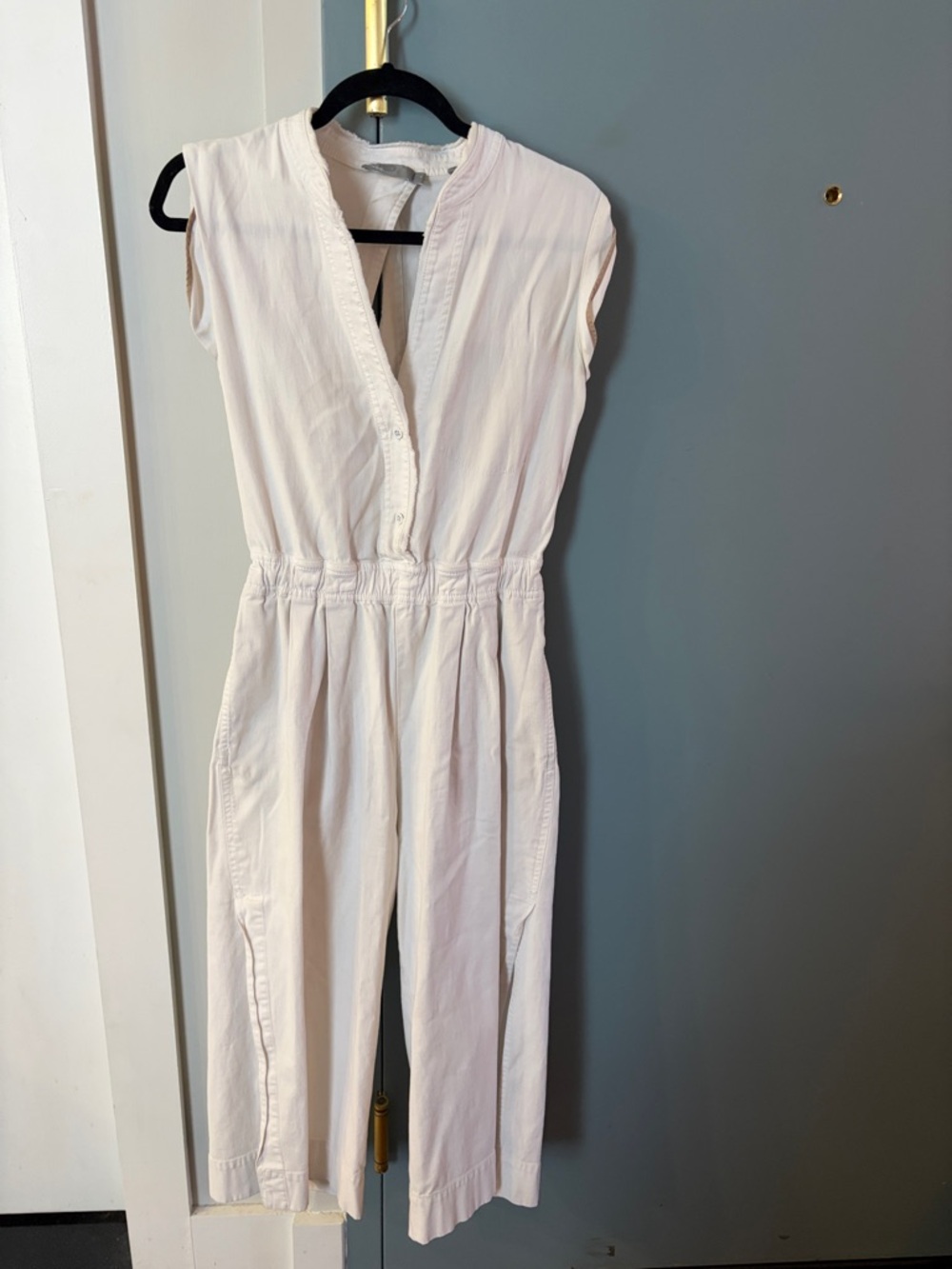 Vince Sleeveless White Cotton Jumpsuit